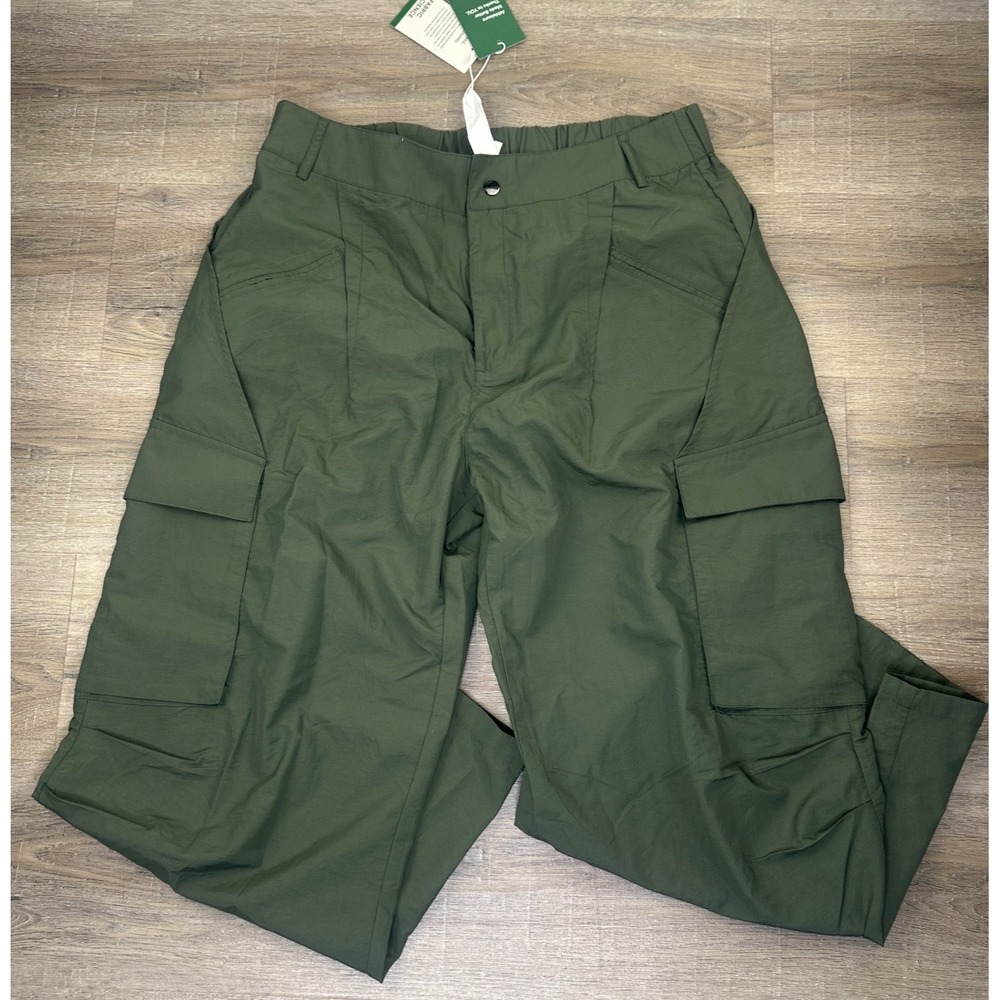 Halara Green Flex High Waisted Wide Leg Crop Cargo Pants Large Petite Y2K